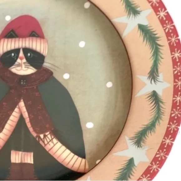 Oneida / Holiday Cats / Mix of 4 Stoneware Salad/ Dessert Plates in box - Picture 8 of 14